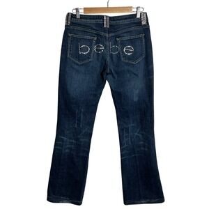 Bebe Vintage Size 29 Sophie Rhinestone Logo Bootcut Women's Denim Jeans Y2K
